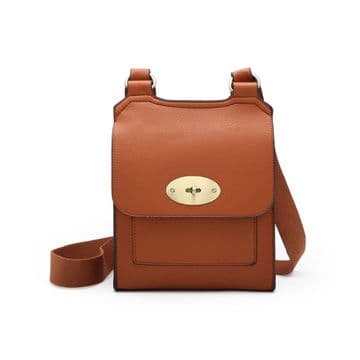 Faux Leather Antony Messenger Bag - Tan