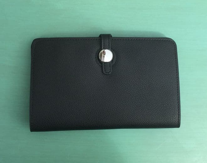 Faux Leather Dogon Style Wallet - Black