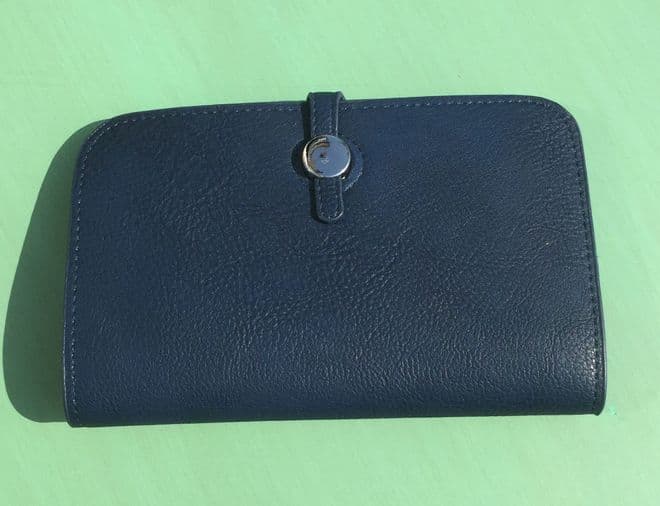 Faux Leather Dogon Style Wallet - Navy