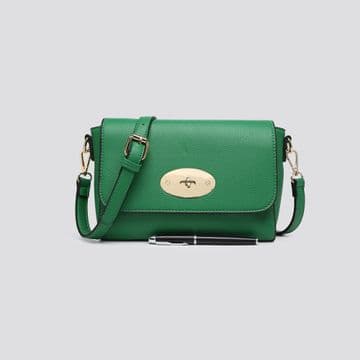 Faux Leather Rectangular Antony Messenger Bag - Green