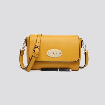 Faux Leather Rectangular Antony Messenger Bag - Yellow