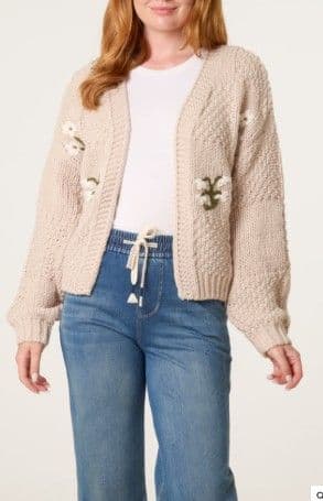 Flower Detail Knit Cardigan
