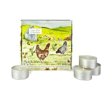 Garden Picnic - Lime, Basil & Mandarin - Illustrated 9 Aluminium Tealights by Heaven Scent