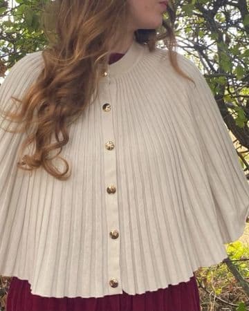 Gold Button Poncho - Oatmeal