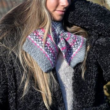 Grey Marl Recycled Blend Fair Isle Pull Through Scarf