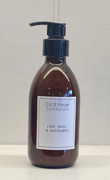 Hand and Body Lotion 250ml Brown Bottle with Pump – Lime, Basil & Mandarin