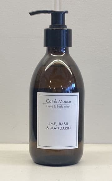 Hand and Body Wash 250ml Brown Bottle with Pump – Lime, Basil & Mandarin