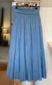 High Waisted Tiered Lined Cotton Skirt - Denim Blue