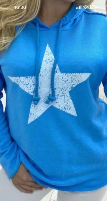 Hooded Star Sweatshirt - Turquoise