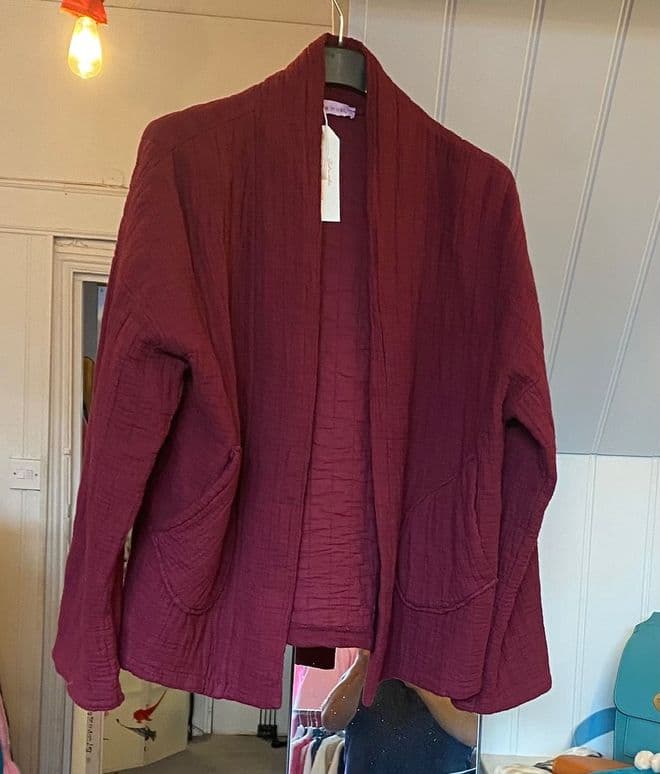 Kimono Style Jacket - Burgundy