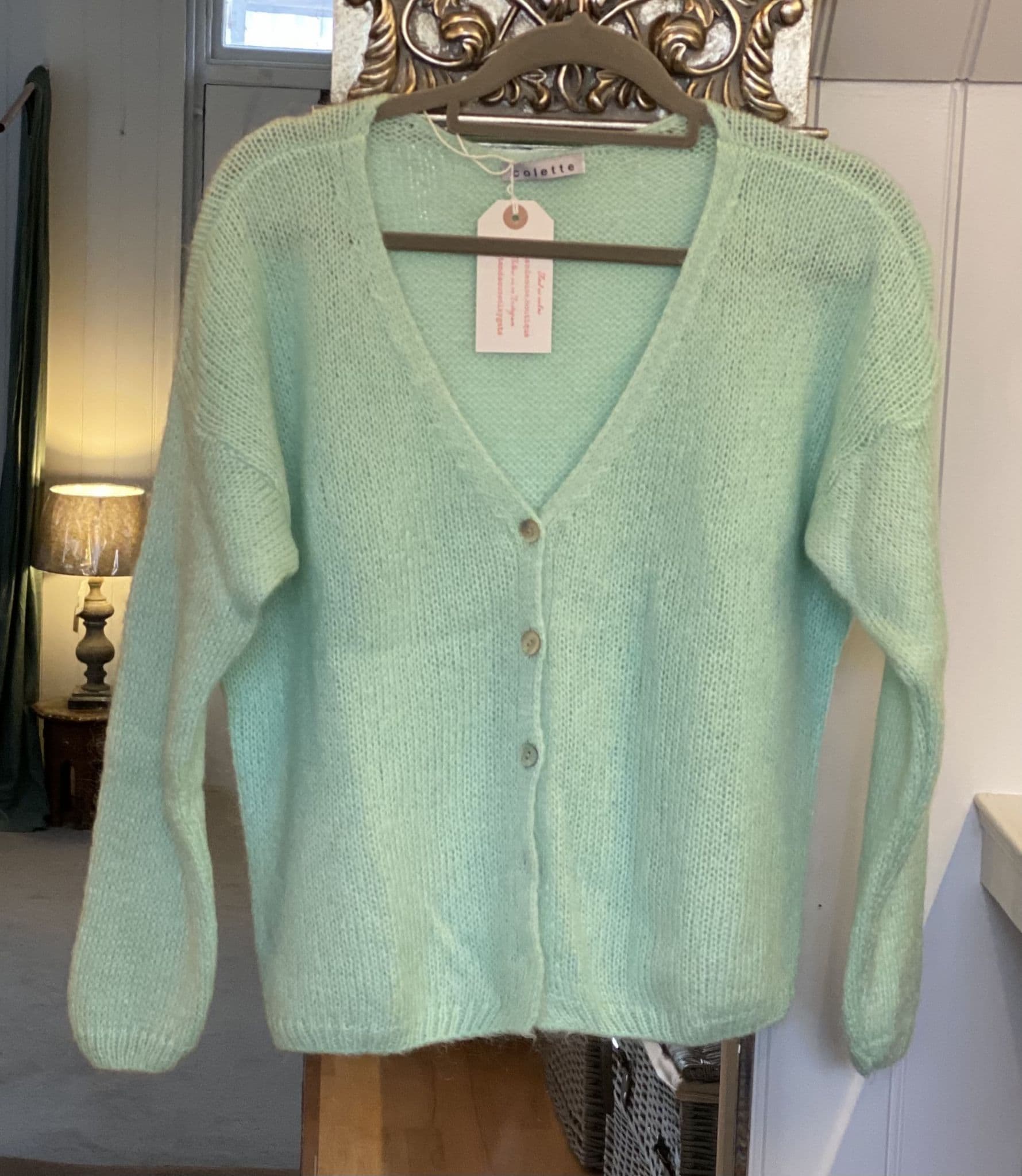 Knitted Mohair Cardigan - Mint Green