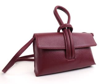 Leather Crossbody Wrist Clutch Bag - Berry