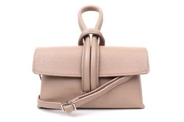 Leather Crossbody Wrist Clutch Bag - Dusky Pink