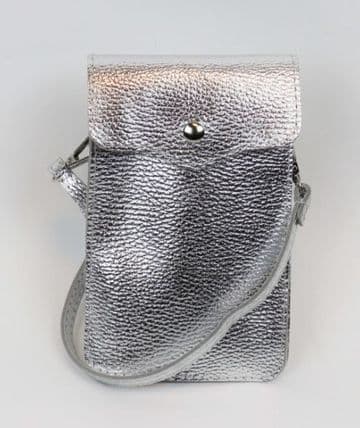 Leather Traveller Bag - Silver