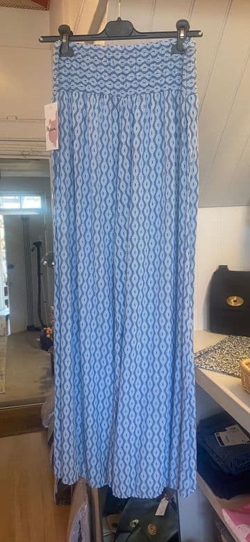Lightweight Wide leg Trousers - Blue & White