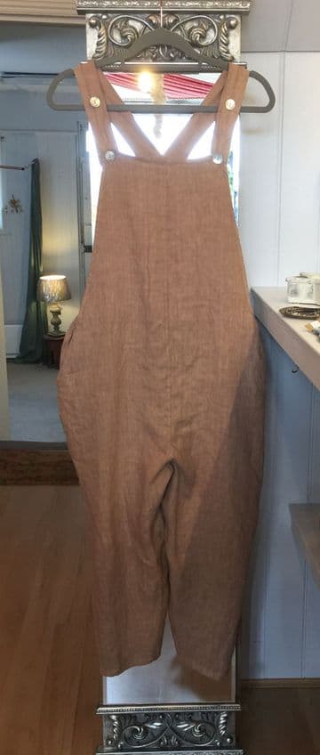 Linen Dungarees - Camel