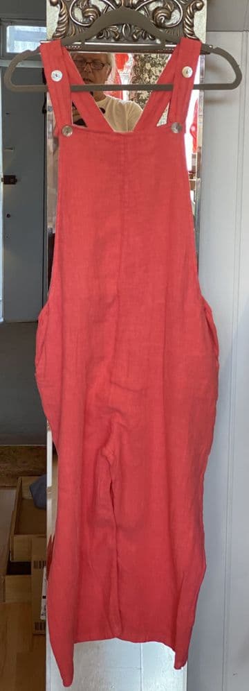 Linen Dungarees - Coral