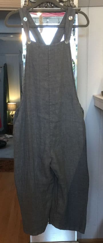 Linen Dungarees - Grey