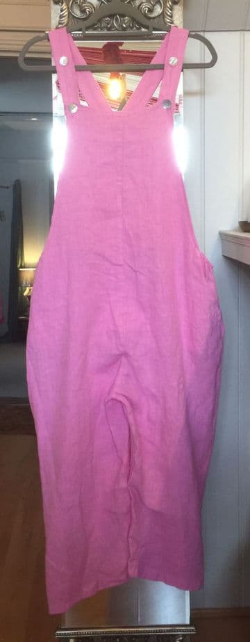 Linen Dungarees - Pink