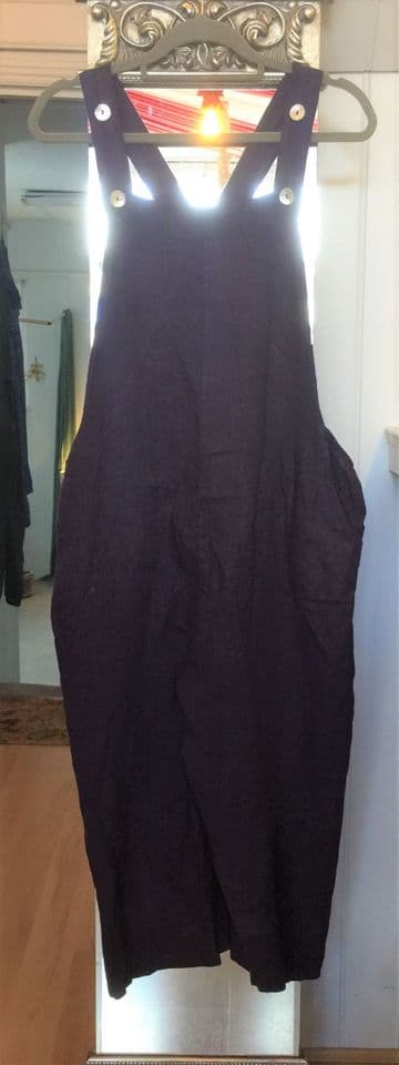 Linen Dungarees - Purple