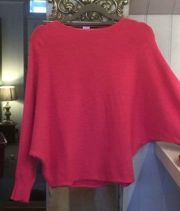 Pearl Back Batwing Jumper - Fuchsia