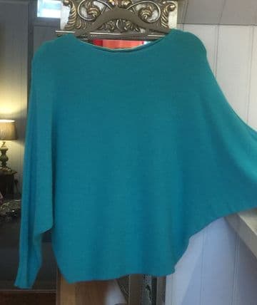Pearl Back Batwing Jumper - Turquoise