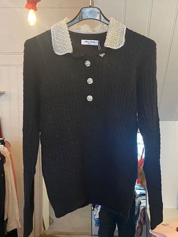 Pearl Collar Jumper - Black