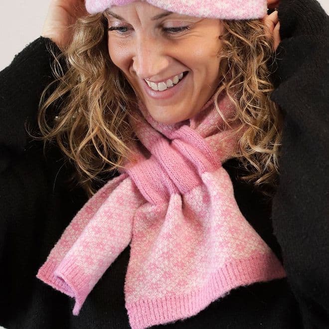 Pink and White Scandi Flower Pull Through Scarf