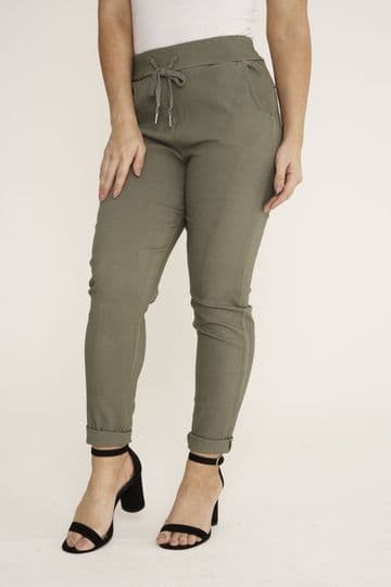 Plain Magic Stretch Trousers - Khaki
