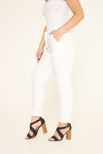 Plain Magic Stretch Trousers - White