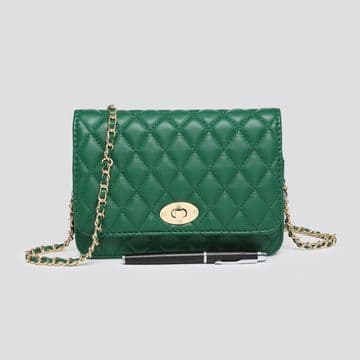 Quilted Chain Shoulder Bag - Jade