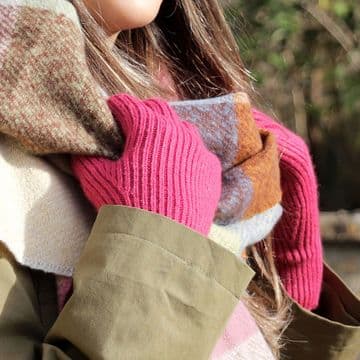 Raspberry Long Wrist Fingerless Gloves