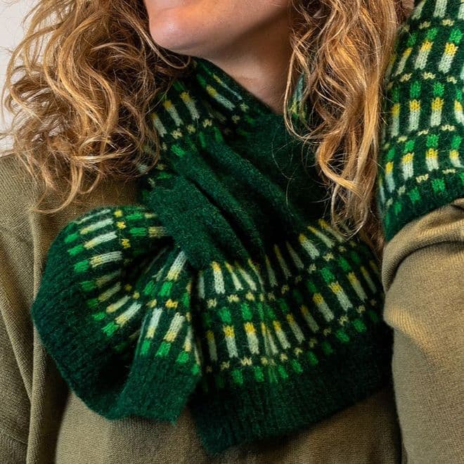 Recycled Blend Green Multi Stripe Pull Through Scarf