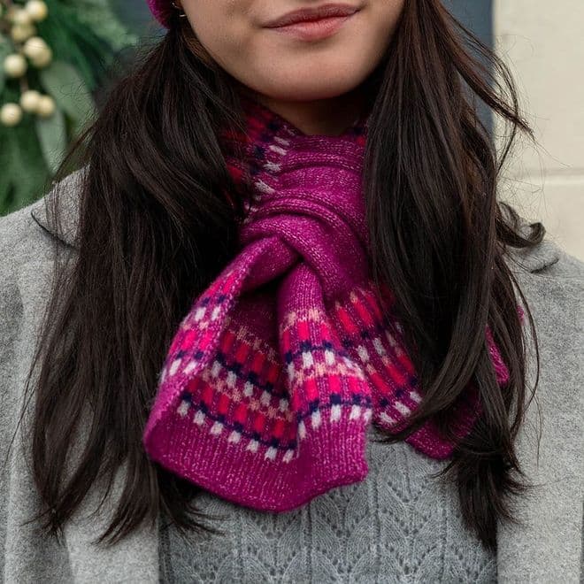 Recycled Blend Purple Multi Stripe Pull Through Scarf