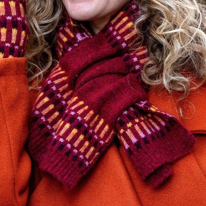 Recycled Blend Red Multi Stripe Pull Through Scarf