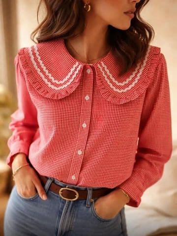 Red & White Gingham Blouse
