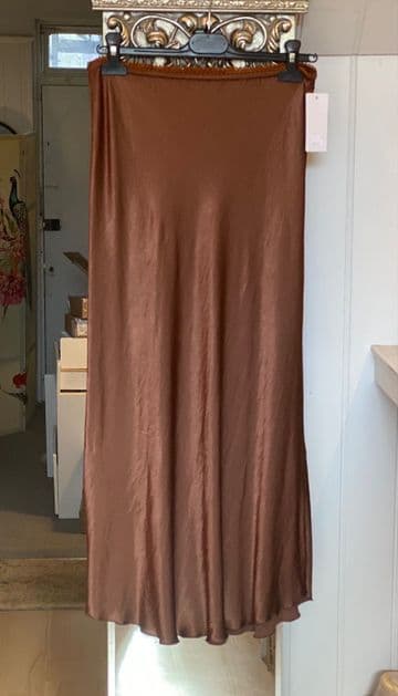 Satin Bias Slip Skirt - Bronze