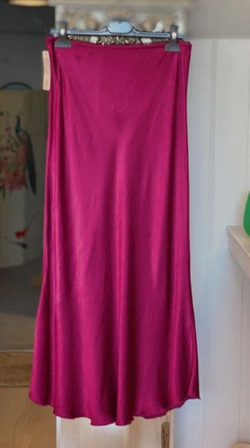 Satin Bias Slip Skirt - Burgundy