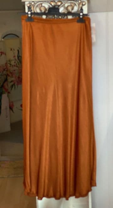 Satin Bias Slip Skirt - Dark Gold