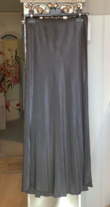 Satin Bias Slip Skirt - Lead Grey