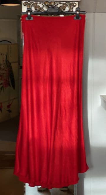 Satin Bias Slip Skirt - Red