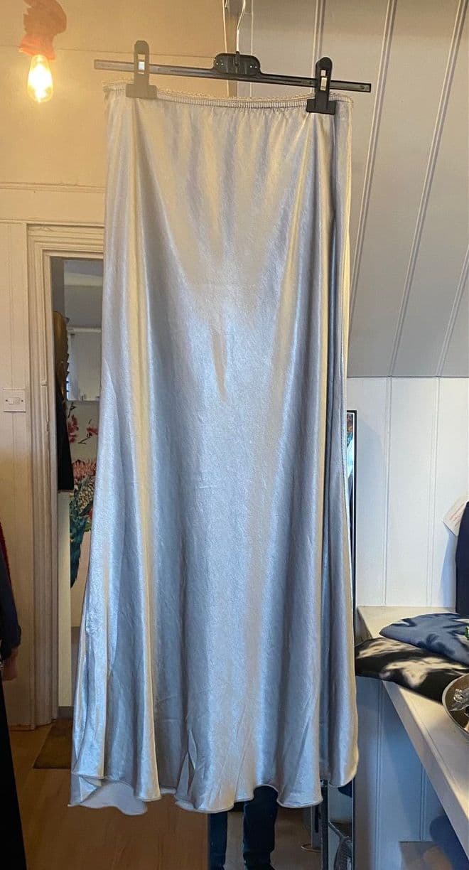 Satin Bias Slip Skirt - Silvery