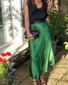 Satin Bias Slip Skirt - Teal