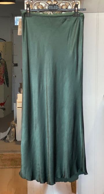 Satin Bias Slip Skirt - Teal