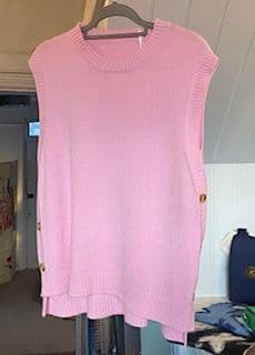 Side Buttons Knitted Vest - Pink