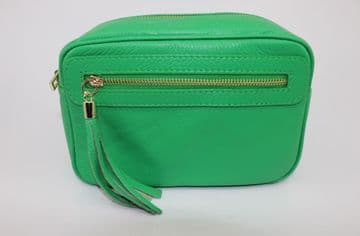 Small Leather Zipped Cross Body Bag - Green