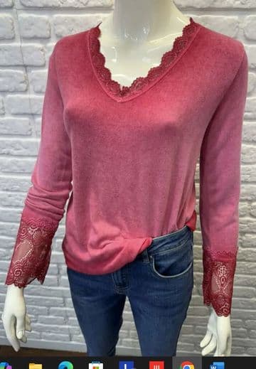 Soft Lace Trimmed Top - Rose