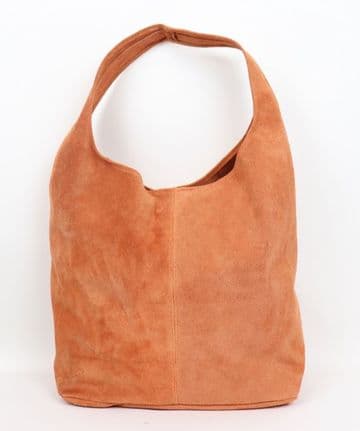 Suede Hobo Shoulder Bag - Burned Orange