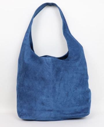 Suede Hobo Shoulder Bag - Denim