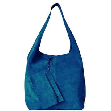 Suede Hobo Shoulder Bag - Teal